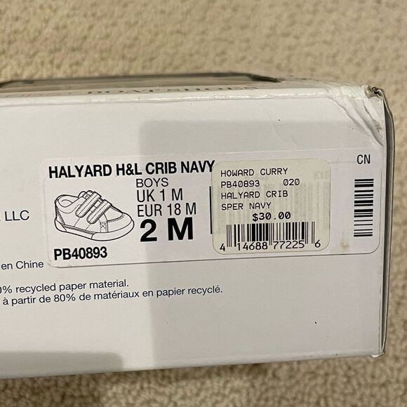 EUC Sperry HALYARD Boys CRIB Shoes Sz. 2M NAVY - Picture 3 of 5